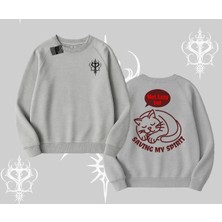 Not Lazy Saving My Spirit Kedi Baskılı Biskilet Sweatshirt