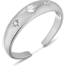 Zanaat Silver 925 Ayar Gümüş Zirkon Taşlı Kutup Yıldızı Ayarlanabilir Kadın Yüzük