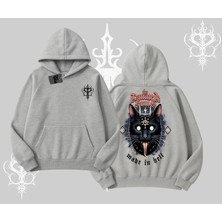 Gothic Cat Made In Hell Baskılı Sweatshirt Kapşonlu Sweatshirt