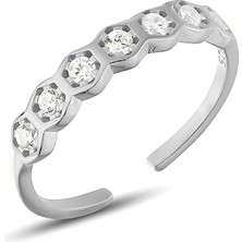 Zanaat Silver 925 Ayar Gümüş Elmas Montür Hexagon Kesim Bal Peteği Ayarlanabilir Yüzük