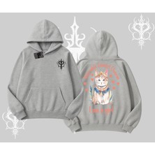 Cute Princess Kedi Tasarımlı Arka Baskılı Kapşonlu Sweatshirt