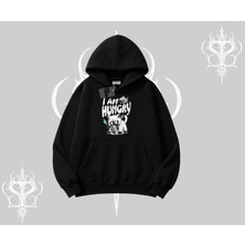 Am Hungry Kedi Baskılı Kapşonlu Sweatshirt