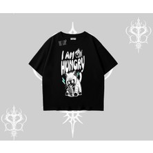 Am Hungry Kedi Baskılı Oversize Tshirt