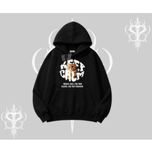 Keep Calm Yazılı Kedi Baskılı Streetwear Kapşonlu Sweatshirt