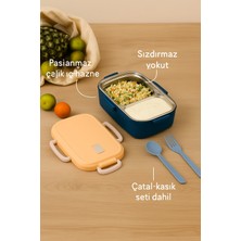 Zayre Çelik Beslenme Kabı 2 Bölmeli, Çatal Kaşıklı ,hava Kilitli, Mikrodalgada Kullanılabilir, Bpa'sız