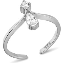 Zanaat Silver 925 Ayar Gümüş Su Damlası Model Ayarlanabilir Damla Taşlı Yüzük