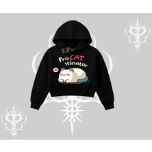Paws Off Yazılı Kedi Baskılı Streetwear Biskilet Sweatshirt