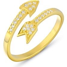 Zanaat Silver 925 Ayar Gümüş Ayarlanabilir Zirkon Taşlı Ok Yüzük