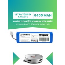 Electroll Philips XU3000/02 Homerun 3000 Serisi Uyumlu Batarya (Ultra Yüksek Kapasite) 6400MAH Robot Süpürge