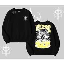 Meowsic Purrfect Kedi Arka Baskılı Biskilet Sweatshirt