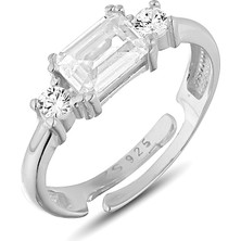 Zanaat Silver 925 Ayar Gümüş Ayarlanabilir Tektaş Baget Kadın Yüzük