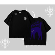 Cat Mom Yazılı Minimal Kedi Arka Baskılı Oversize Tshirt