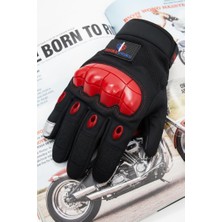 Single Sword L//KIRMIZI Tam Parmak Reflektörlü Motosiklet Sürüş Eldiveni – Dokunmatik Uyumlu, Darbe ve Kavrama Destekli