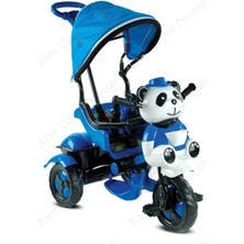 Feyza Design Mavi-Siyah Erkek Çocuk Panda Üçteker Bisiklet 1-4 Yaş Için Kontrollü