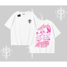Born To Be A Star Yazılı Sevimli Kedi Arka Baskılı Oversize Tshirt