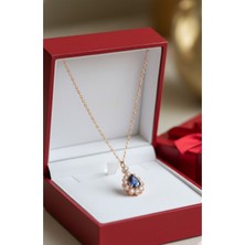 Çekirdek Jewelry 925 Ayar Gümüş Safir Taşlı Kolye