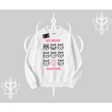 My Mood Right Now Yazılı Sevimli Kedi Biskilet Sweatshirt