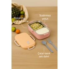 Zayre Çelik Beslenme Kabı 2 Bölmeli, Çatal Kaşıklı ,hava Kilitli, Mikrodalgada Kullanılabilir, Bpa'sız