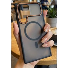 AS Mobile Samsung S23 Ultra Uyumlu Magsafe Şeffaf - Siyah Kılıf | Sararmaz Sert Mika Kapak, Darbe Emici Kamera Korumalı Stil