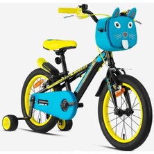 Feyza Design Çocuk Bisikleti 16 Jant V-Fren Çantalı Siyah Mavi Sarı Renkler