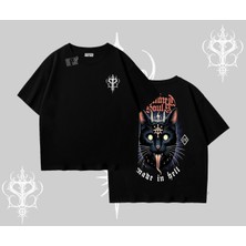 Gothic Cat Made In Hell Baskılı Sweatshirt Oversize Tshirt
