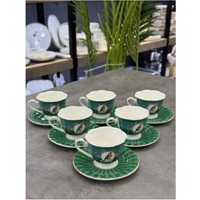 Lüx Porselen Bird 6 Lı Fincan Takımı Yeşil