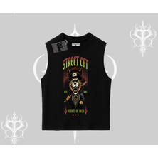 Street Cat Kedi Baskılı Kolsuz Tshirt