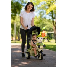 Feyza Design Yeşil Çocuk Bisikleti, Şapkalı, 3 Tekerlekli, Güneşlikli, Güvenlik Kemerli