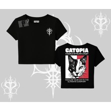 Modern Kedi Temalı Arka Baskılı Babby Tee Tshirt