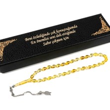 Kalemhane Orjinal Kehribar Tesbih Gümüş Püskül Lüks Kutulu