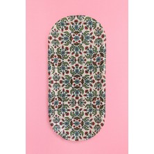 Atagift Hediyelik Bahar Dalı Motifli Uzun Oval Metal Çay & Kahve Sunum Tepsisi 16X 35CM
