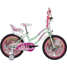 Feyza Design Kız Çocuk Bisikleti, 30CM V, 20 Jant, Mint Yeşil ve Pembe Renkli