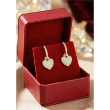 Çekirdek Jewelry 925 Ayar Gümüş Salantılı Kalp Küpe