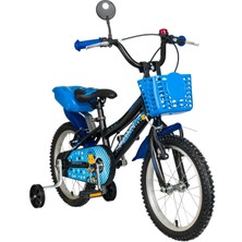 Feyza Design 16 Jant Çocuk Bisikleti Siyah-Mavi Çamurluk ve Sepetli Lüks Tasarım