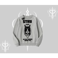 Catronaut Kedi Baskılı Kapşonlu Crop Sweatshirt