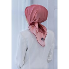 Violla Kristal Degrade Desenli Pudra Renkli 90X90 Eşarp (Ipek Içermez) Kenar Dikiş Şekli El Dikişli