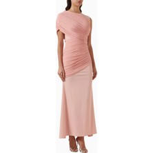 Ac By Aanchal Chanda Drapeli Asimetrik Yaka Maxi Kadın Elbise