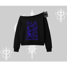 Cuteness Overload Kedi Baskılı Kayık Yaka Sweatshirt