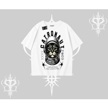 Stay Cool Kedi Baskılı Kayık Yaka Sweatshirt