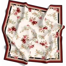 Violla Rayon Çiçek Desenli Bordo Renkli 90X90 Eşarp (Ipek Içermez) Dikim Şekli : El Dikişi