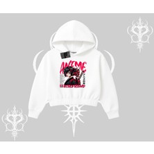 Kapşonlu Crop Sweatshirt Anime Girlfriend Kırmızı