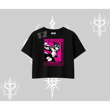 Oversize Crop Tshirt Heroic Anime Girl Japon Stil Grafik Baskılı