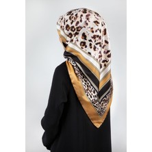 Violla Twill Kemerli ve Leopar Desenli Hardal Renkli 90X90 Eşarp (Ipek Içermez) Dikim Şekli : El Dikişi