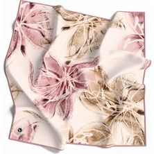 Violla Rayon Çiçek Desenli Lila - Bebe Mavisi Renkli 90X90 Eşarp (Ipek Içermez) Kenar Dikiş Şekli El Dikişl