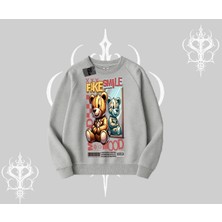 Biskilet Sweatshirt Fake Smile Mood Ayıcık Grafik Baskılı