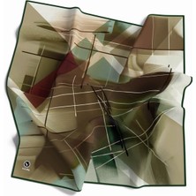 Violla Kristal Geometrik Desenli Zümrüt Yeşili Renkli 90X90 Eşarp (Ipek Içermez) Kenar Dikiş Şekli El Dikiş