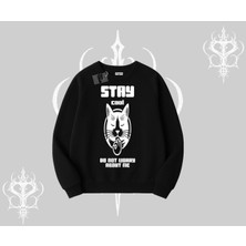 Catronaut Kedi Baskılı Kapşonlu Crop Sweatshirt