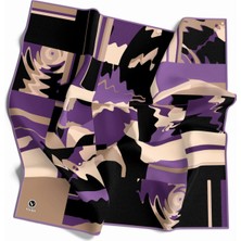 Violla Kristal Boyalı Geometrik Desenli Llila Renkli 90X90 Eşarp (Ipek Içermez) Kenar Dikiş Şekli El Dikişl