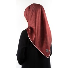 Violla Twill Noktalı V Desenli Bordo Renkli 90X90 Eşarp (Ipek Içermez) Kenar Dikiş Şekli El Dikişli