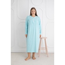 Seboteks %100 Pamuklu Mevsimlik Kumaş Uzun Kol Büyük Beden Anne Geceliği 813